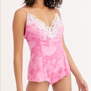 Free People Luella Lace Trim Printed Bodysuit